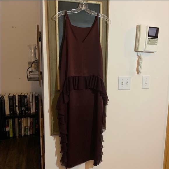 Elizabeth & James Loma Ruffle Midi Dress Burgundy Red Size 4 NWT Cocktail - Picture 8 of 8